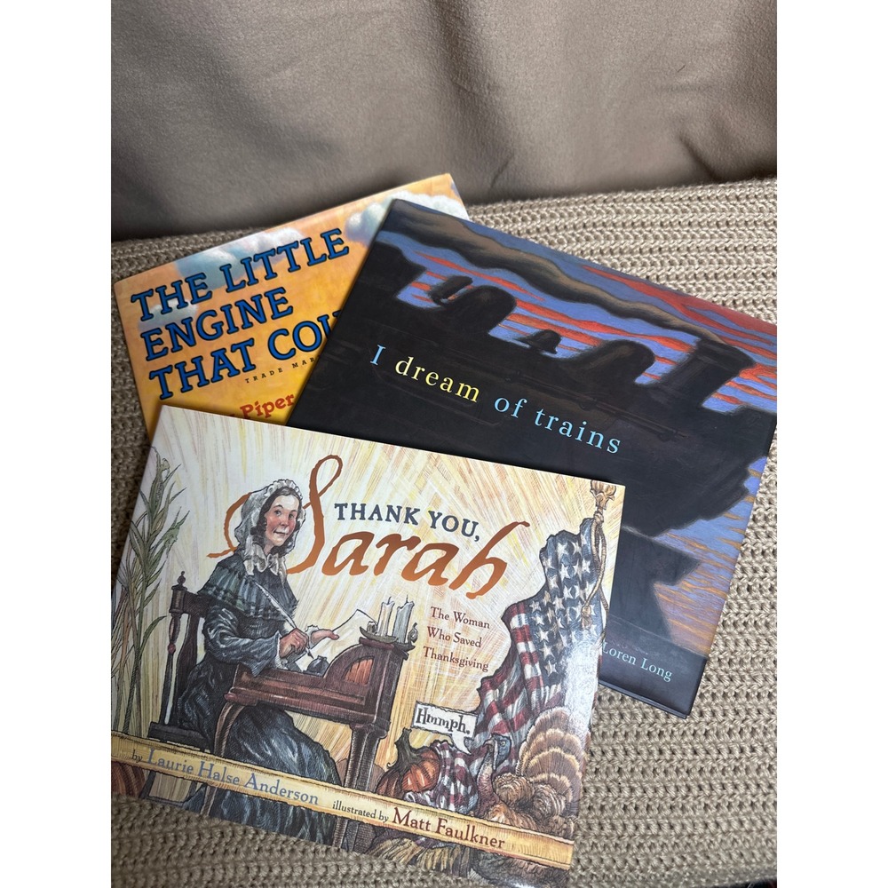 3 Kids Books Lot Signed Loren Long Little Engine That Could I Dream of Trains
